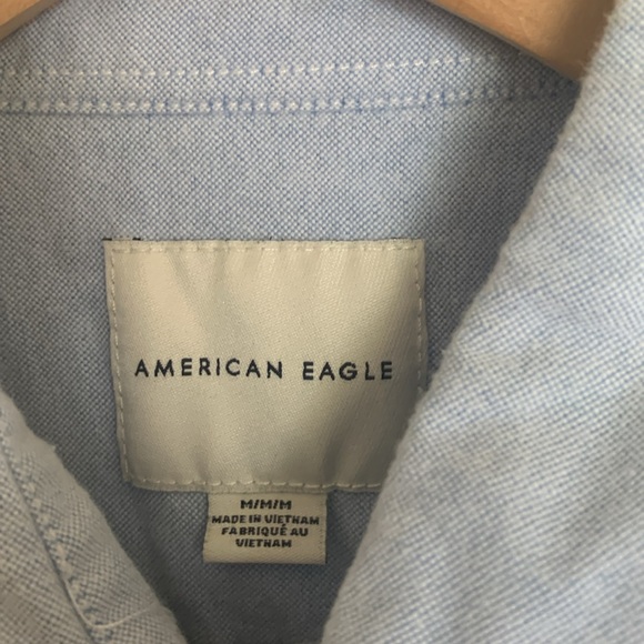 American Eagle light blue long sleeved button shirt. - Picture 3 of 4